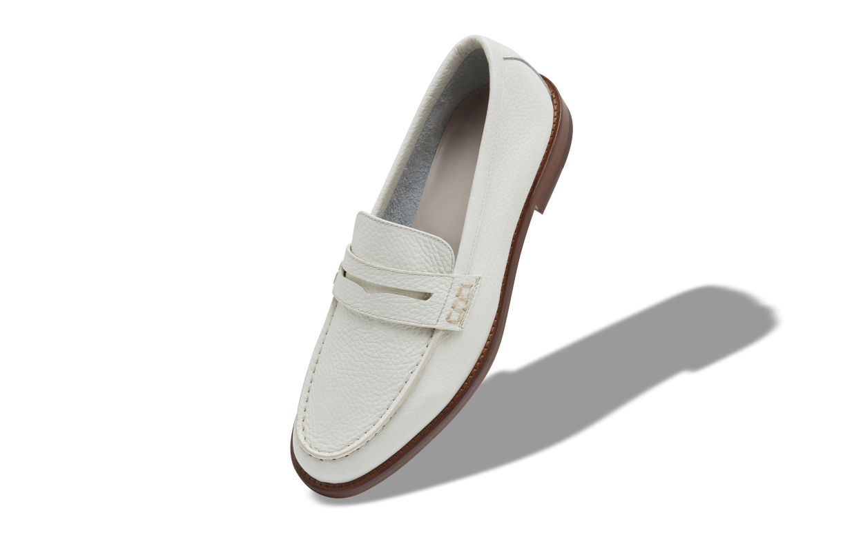 Mocassins penny en cuir de veau blanc