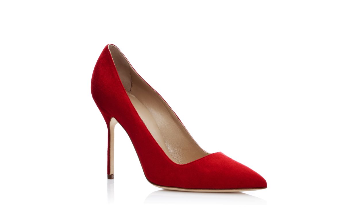 Pompes à bout pointu en daim rouge