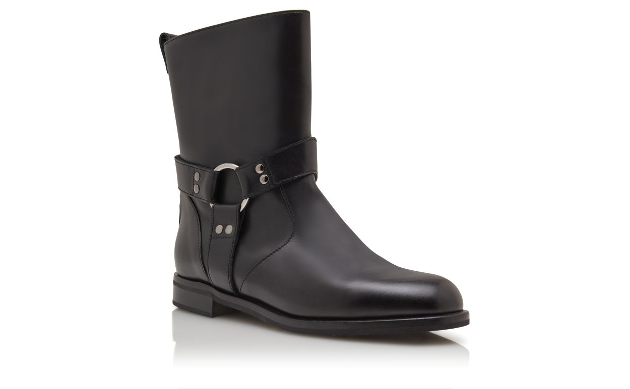 Bottes cheville en cuir de veau noir