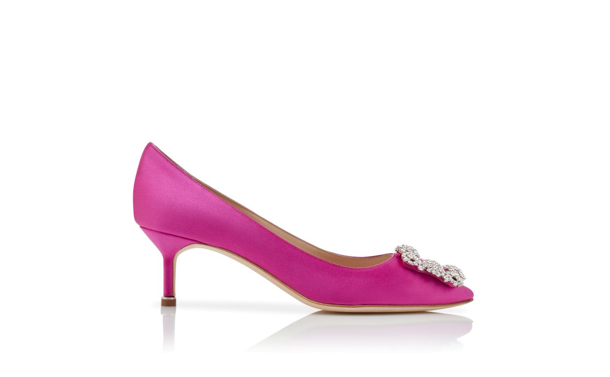 Escarpins à brides en satin fuchsia