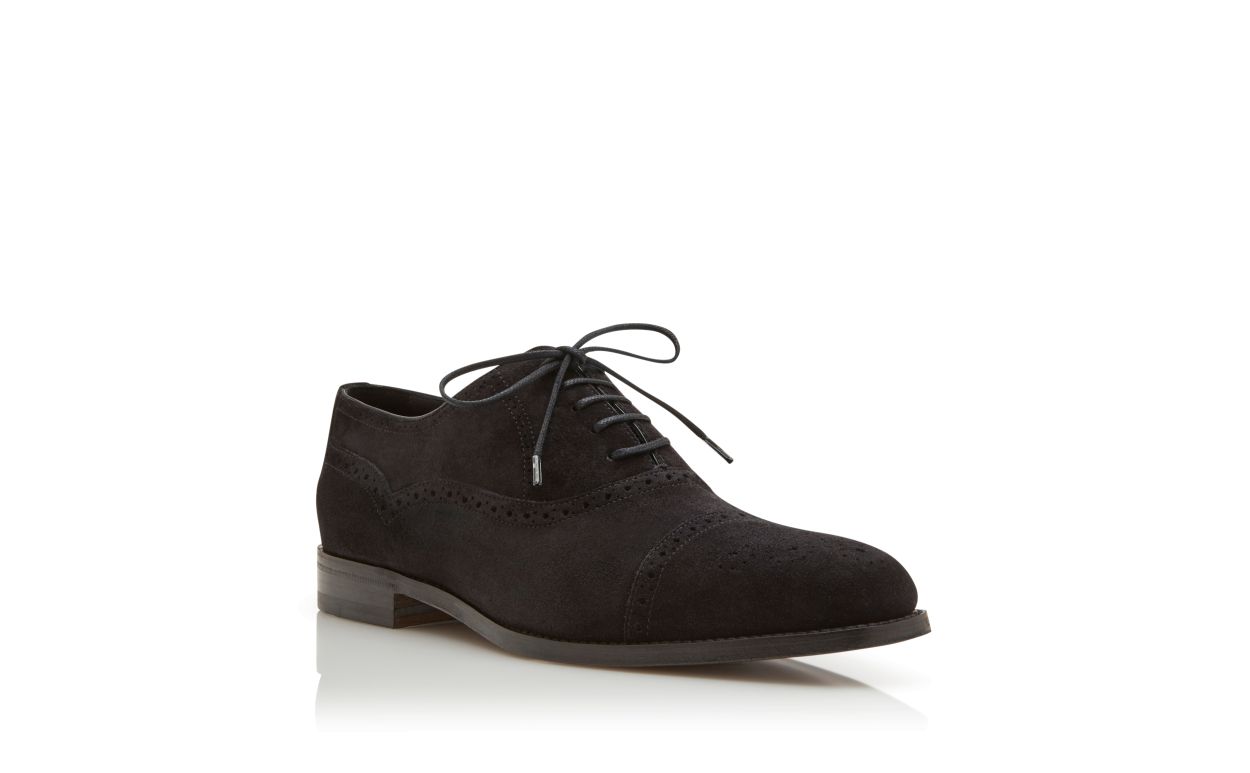 Oxfords en daim noir à bout carré
