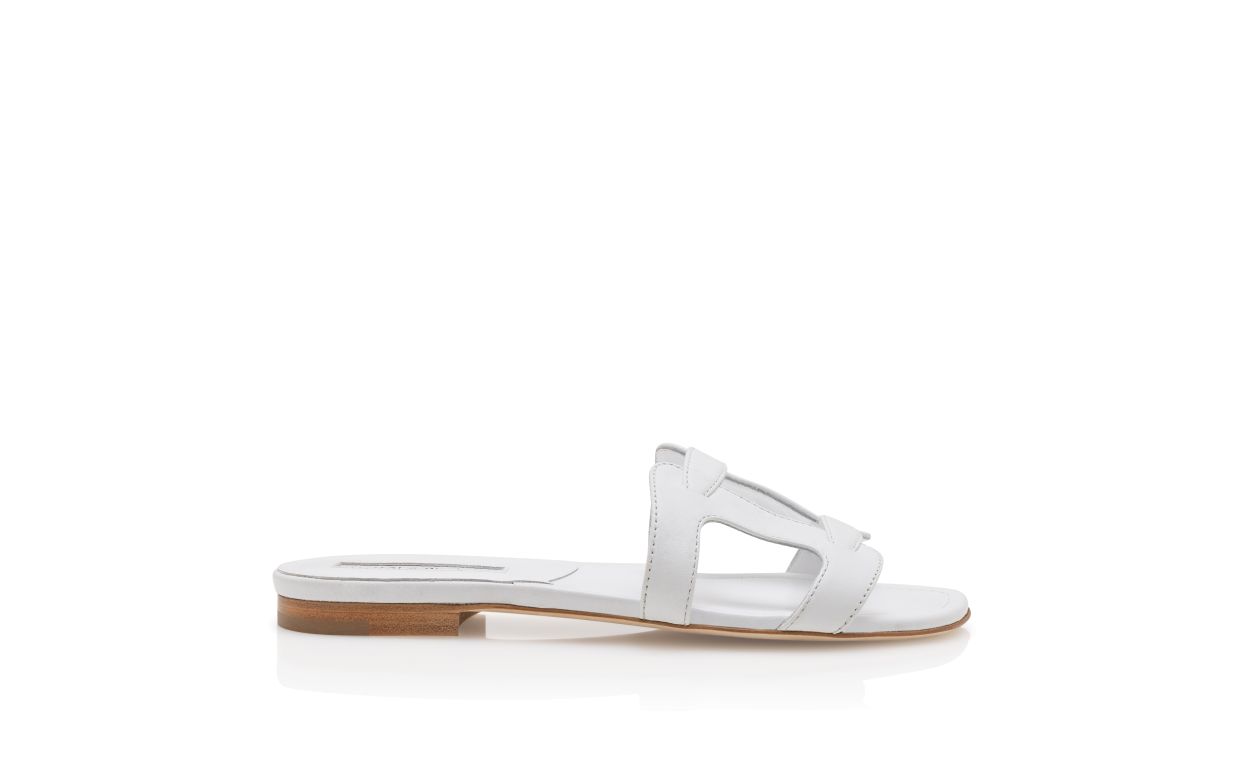 Sandales plates en cuir de nappa blanc