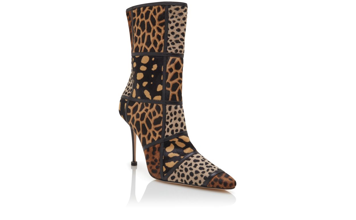 Bottines cheville en cuir de veau imprimé animalier
