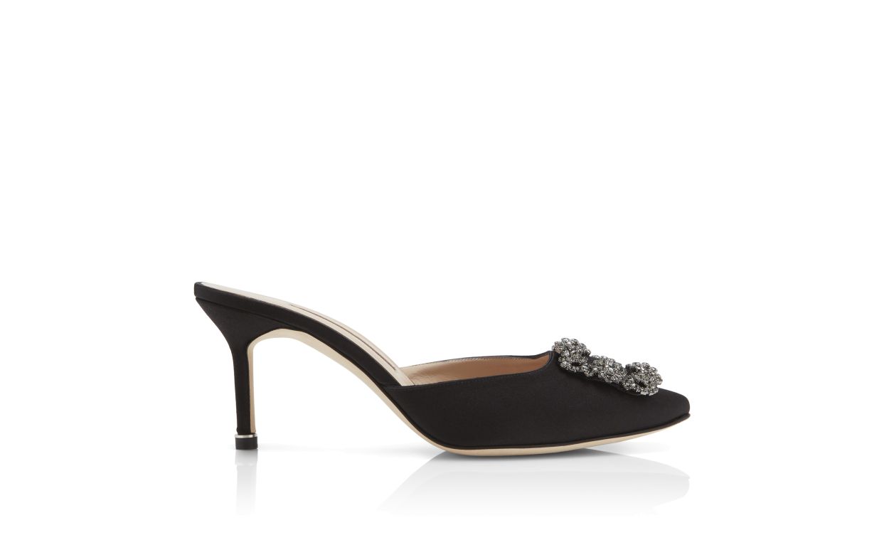Mules à brides en satin noir