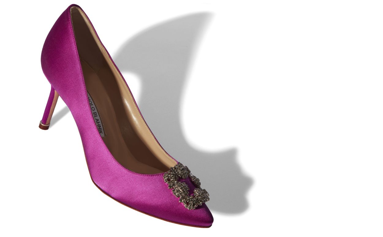 Escarpins à boucle en satin fuchsia foncé