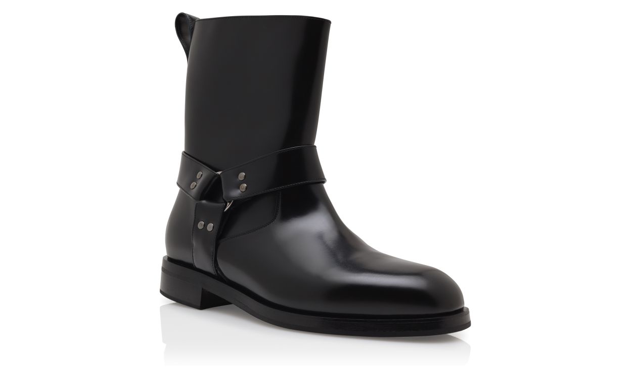 Bottes de motard en cuir de veau noir