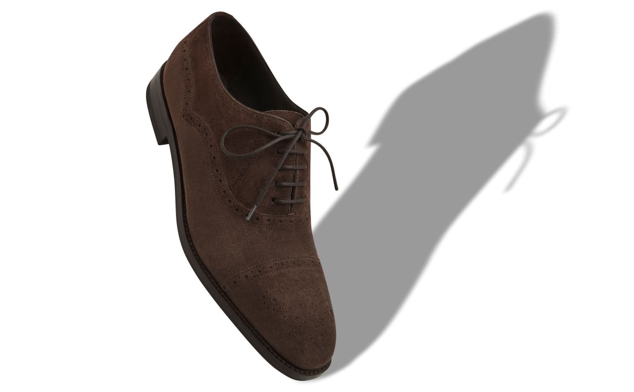 Oxfords en daim brun foncé à bout carré