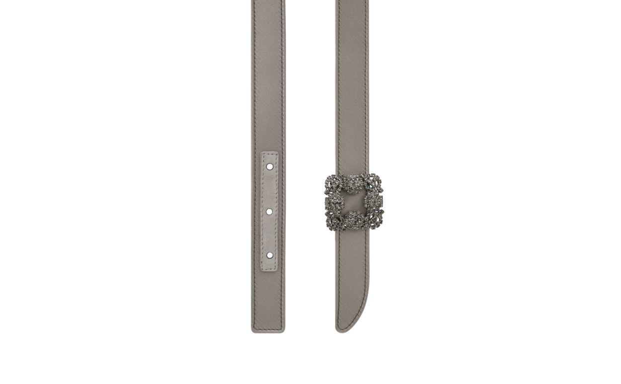 Ceinture à boucle cristal satin gris clair