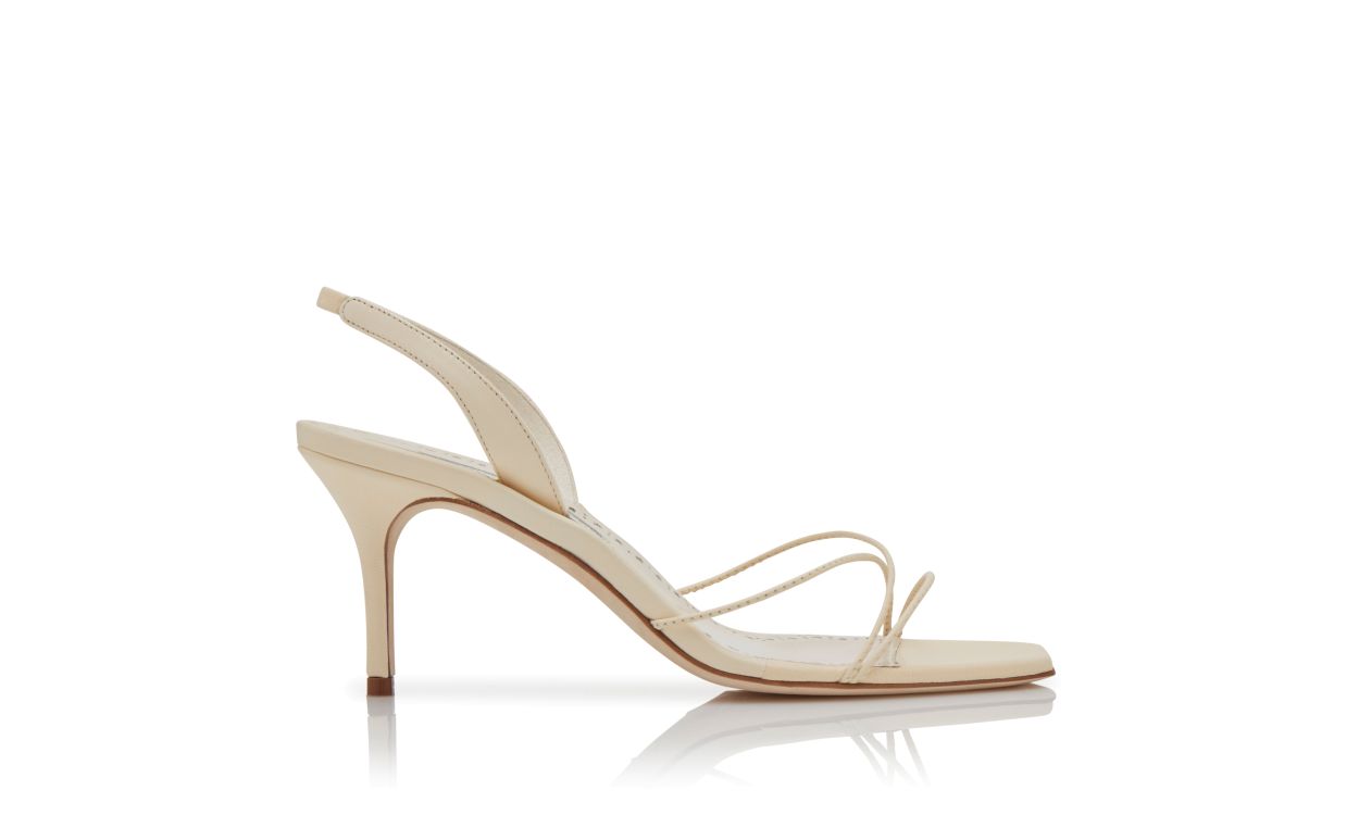 Sandales à brides en cuir nappa crème