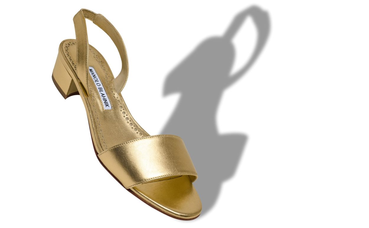 Sandales à brides en cuir nappa doré