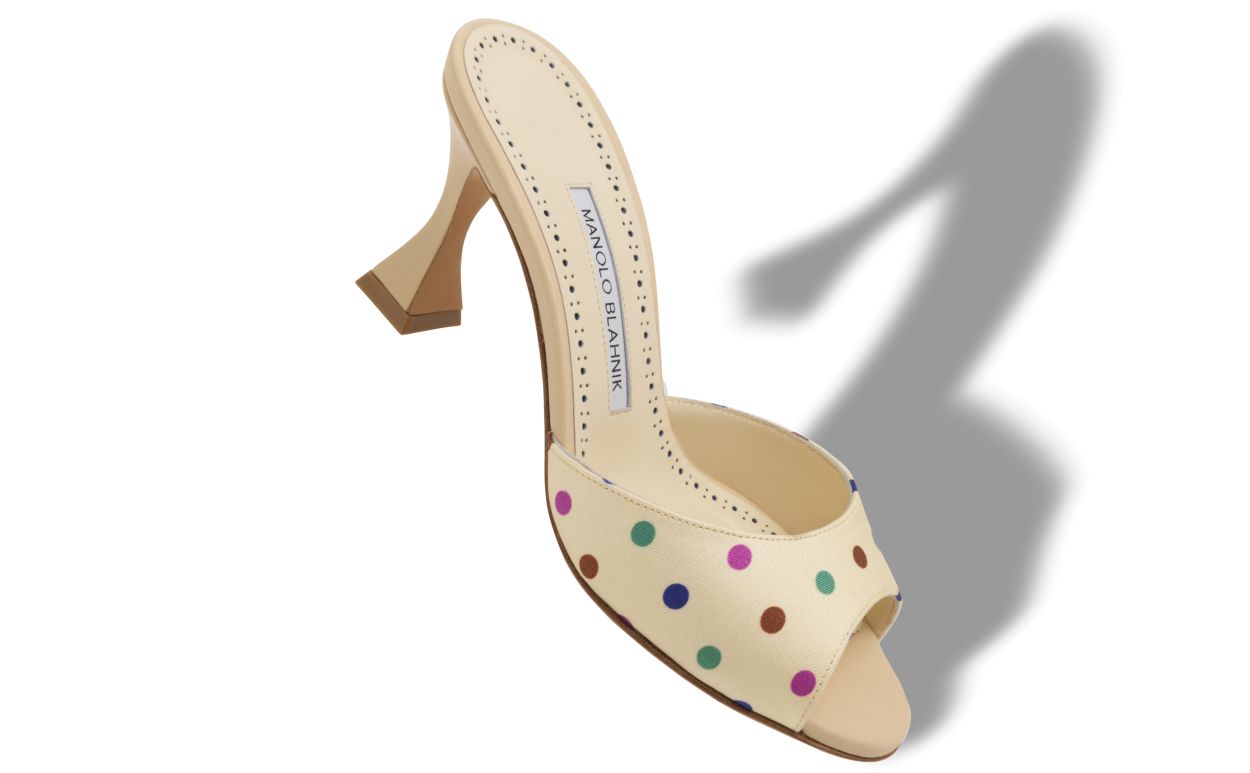 Mules Cream Silk à détails de losanges