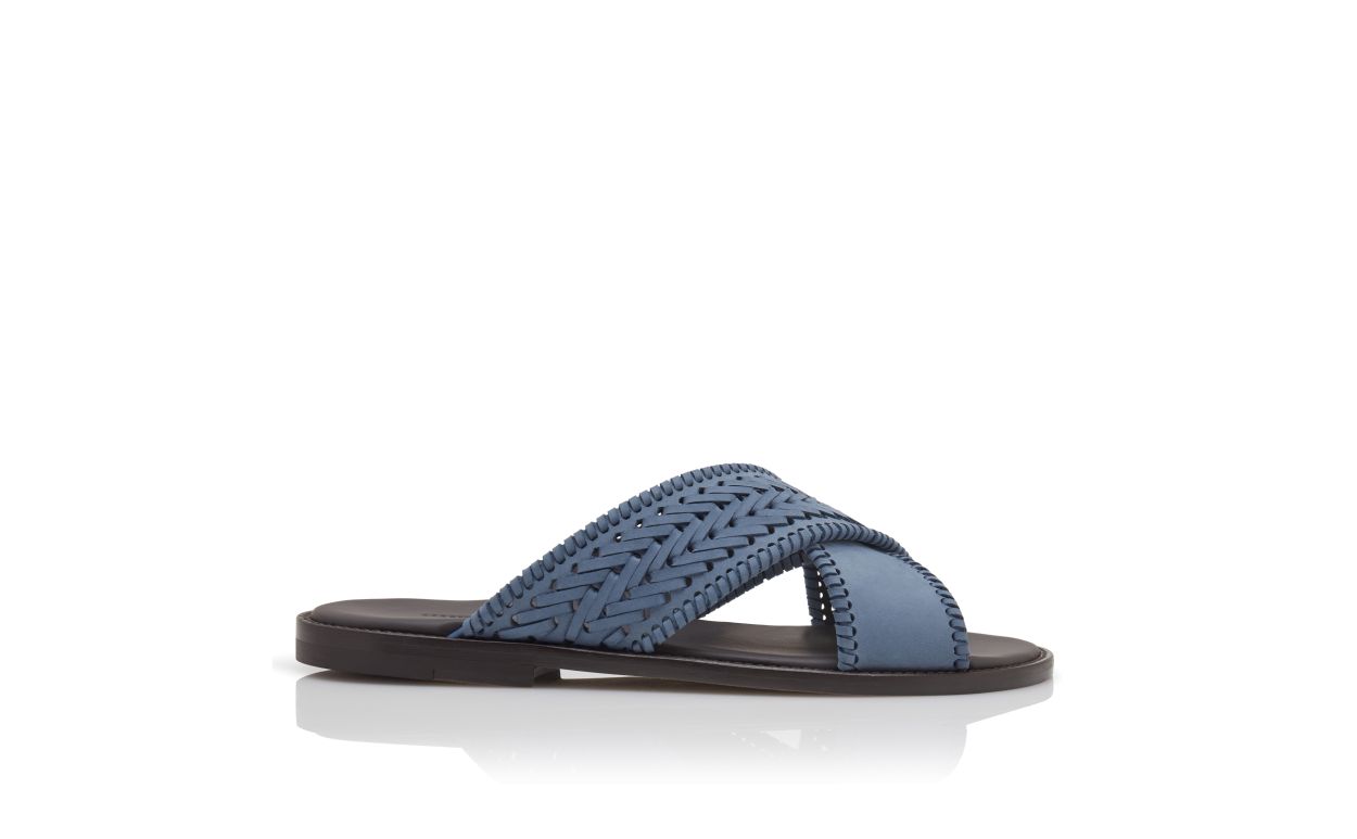 Sandales en tissu nubuck bleu clair