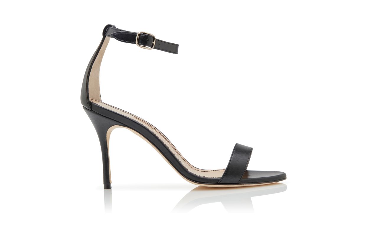 Sandales à brides cheville en cuir nappa noir