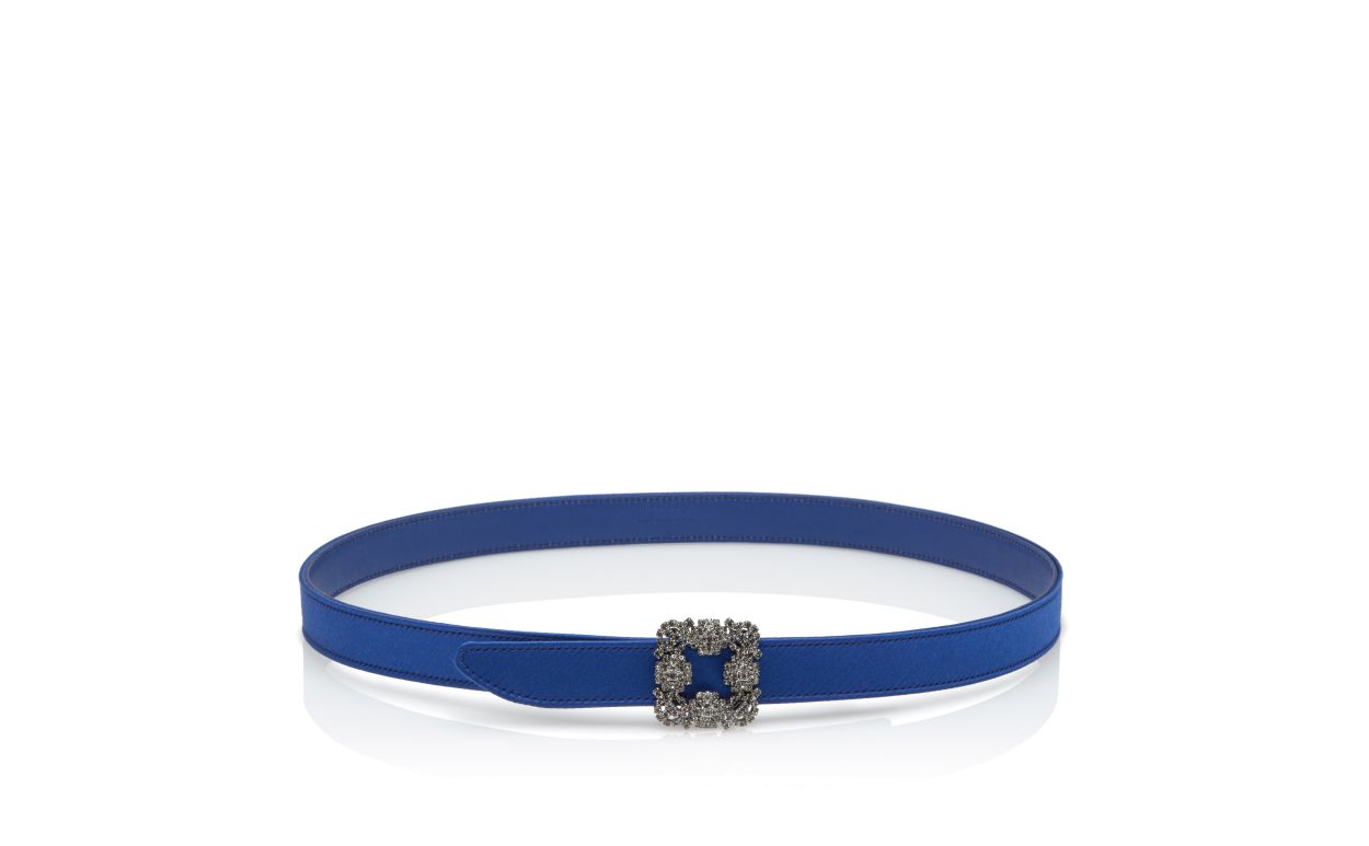 Ceinture en satin bleu à boucle de cristal