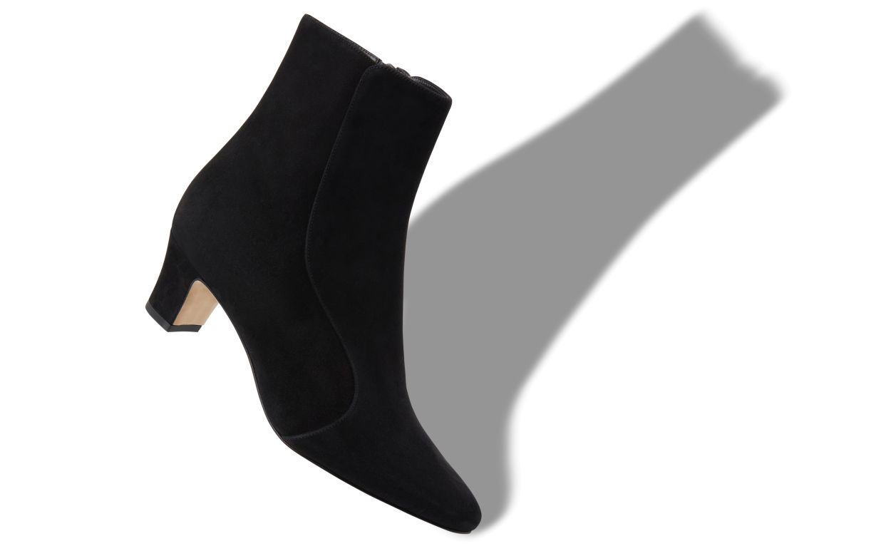 Bottes cheville à bout rond en daim noir