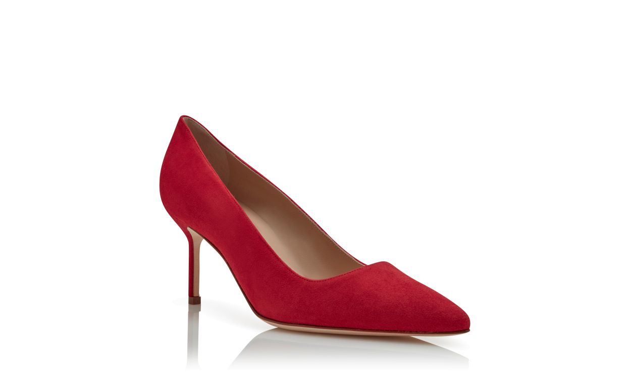 Pompes à bout pointu en daim rouge vif