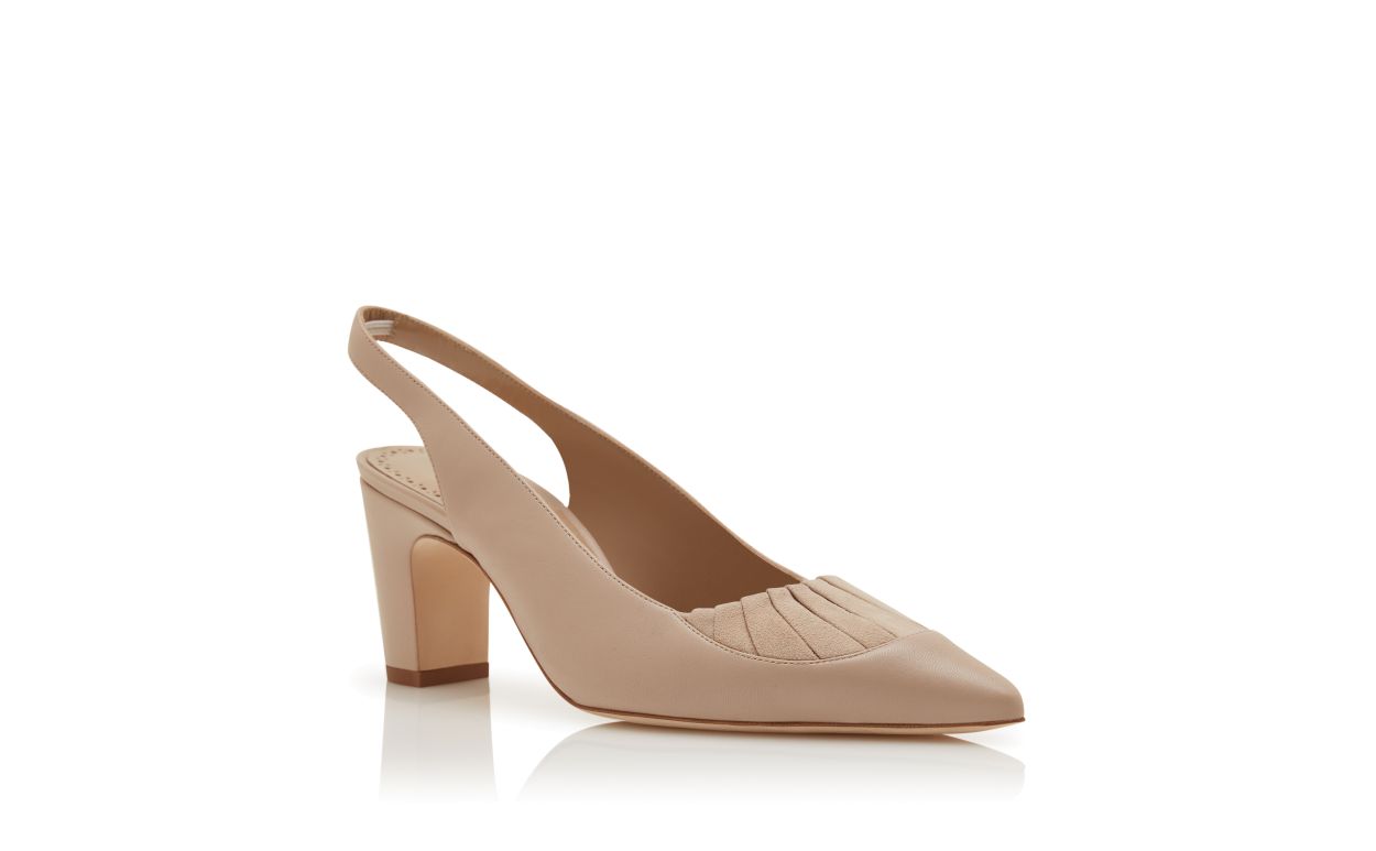 Pompes en cuir nappa beige clair à talon ouvert