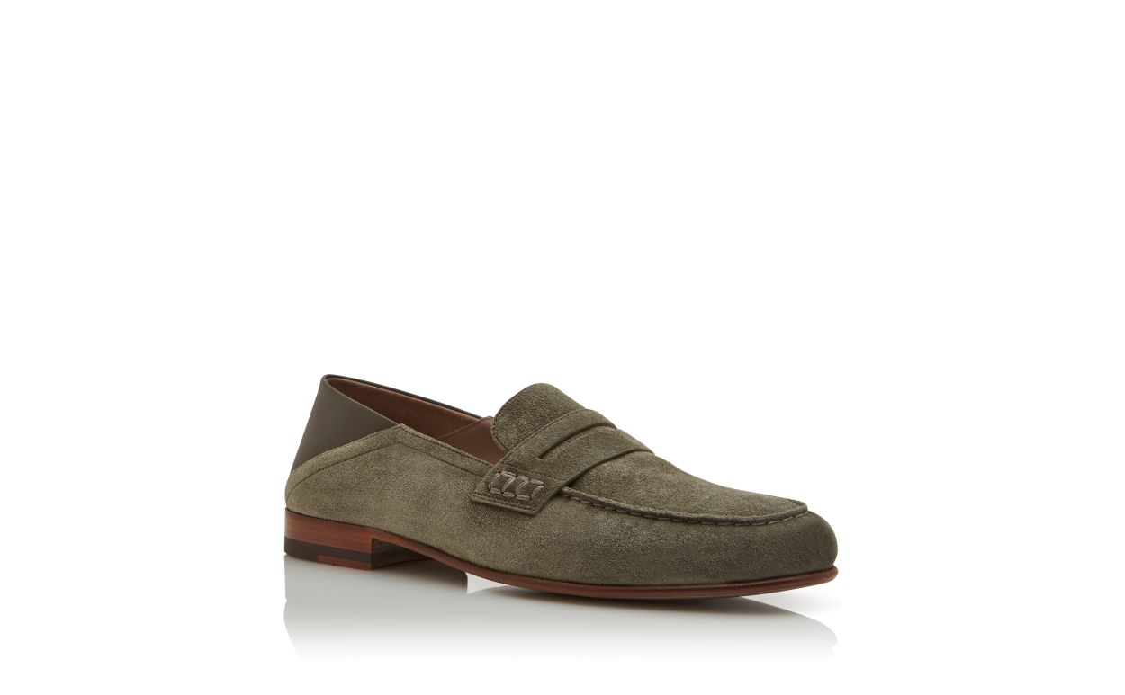 Mocassins en daim kaki