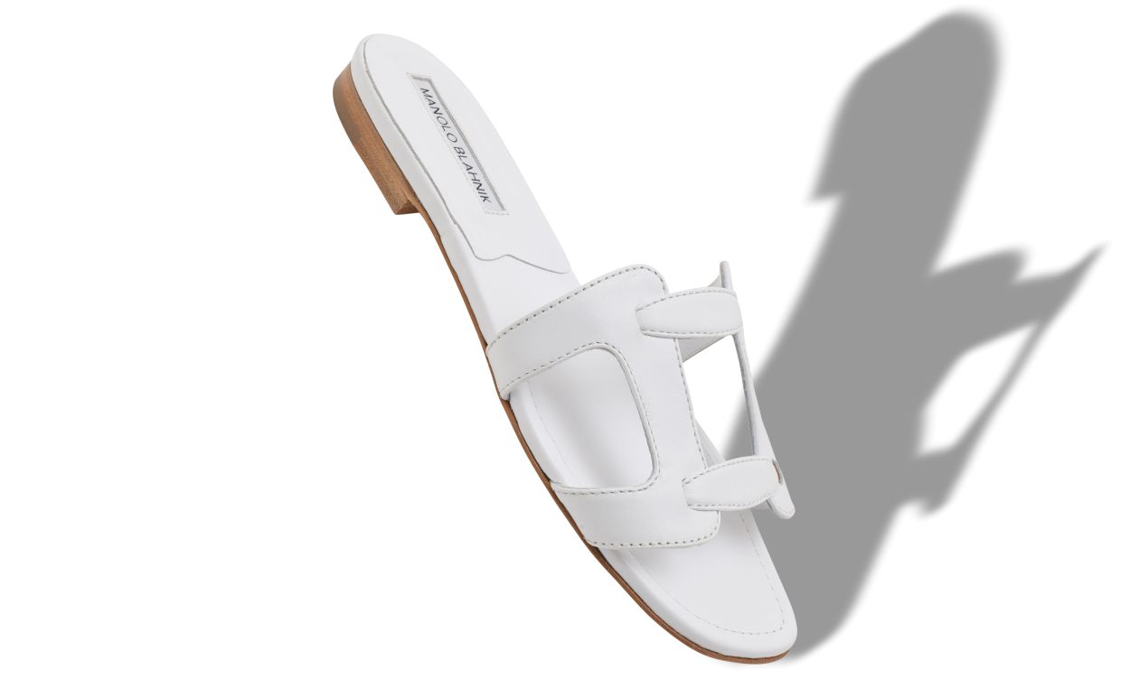 Sandales plates en cuir de nappa blanc
