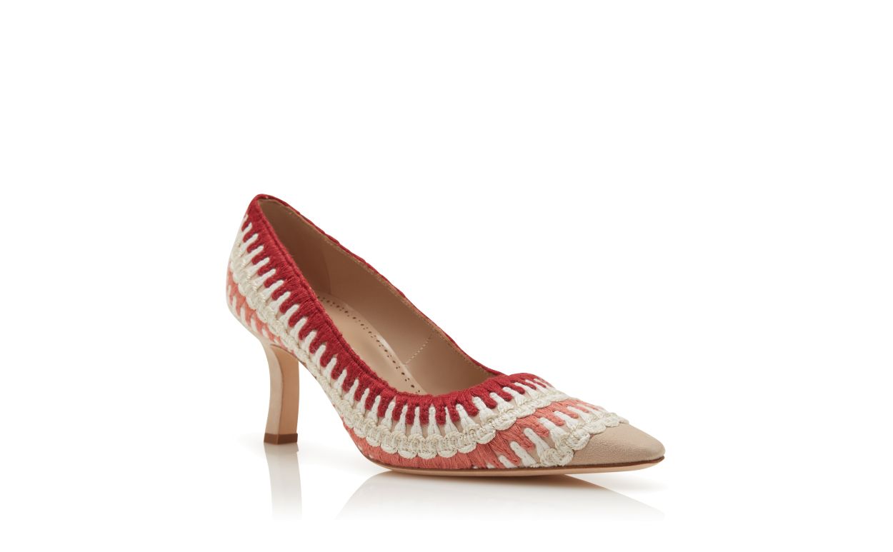 Escarpins à détails ajourés en daim beige clair