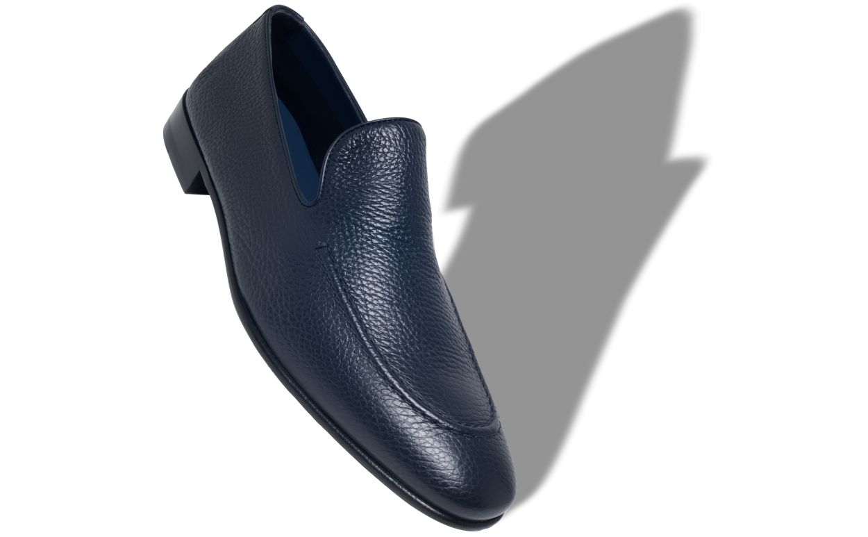 Mocassins en cuir de veau bleu marine