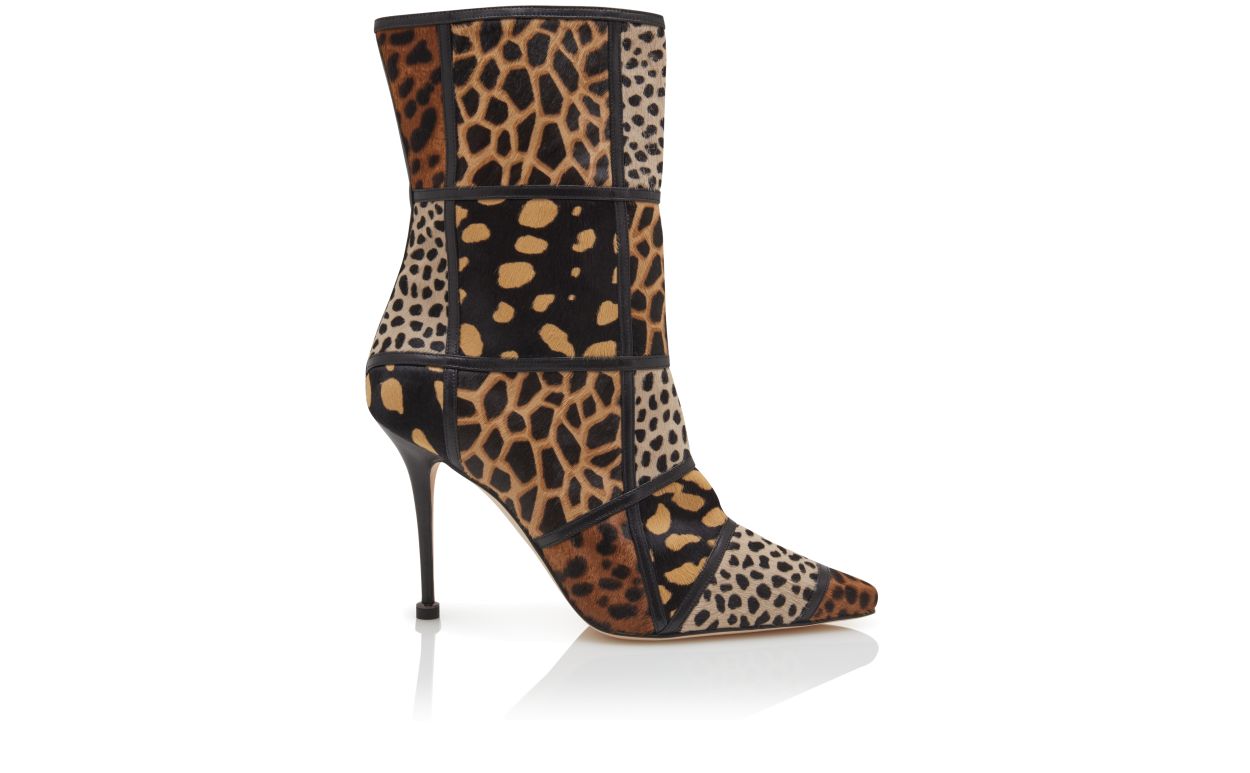 Bottines cheville en cuir de veau imprimé animalier