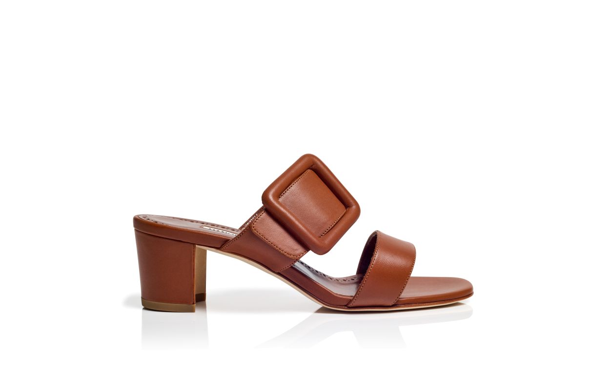Mules à brides en cuir nappa brun