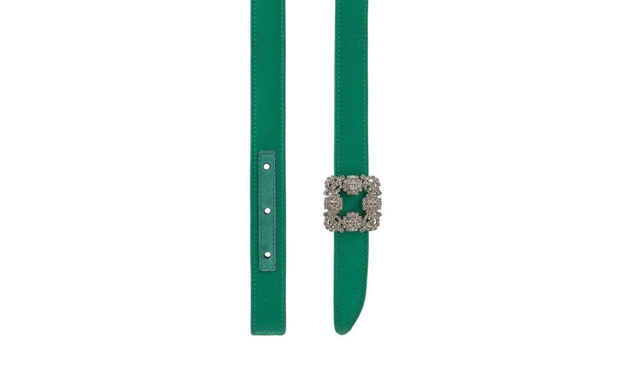 Ceinture en satin verte à boucle cristal