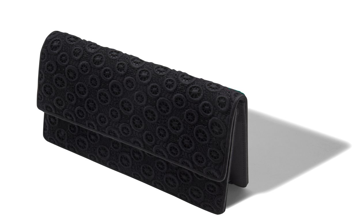 Porte-monnaie en dentelle noire brodée