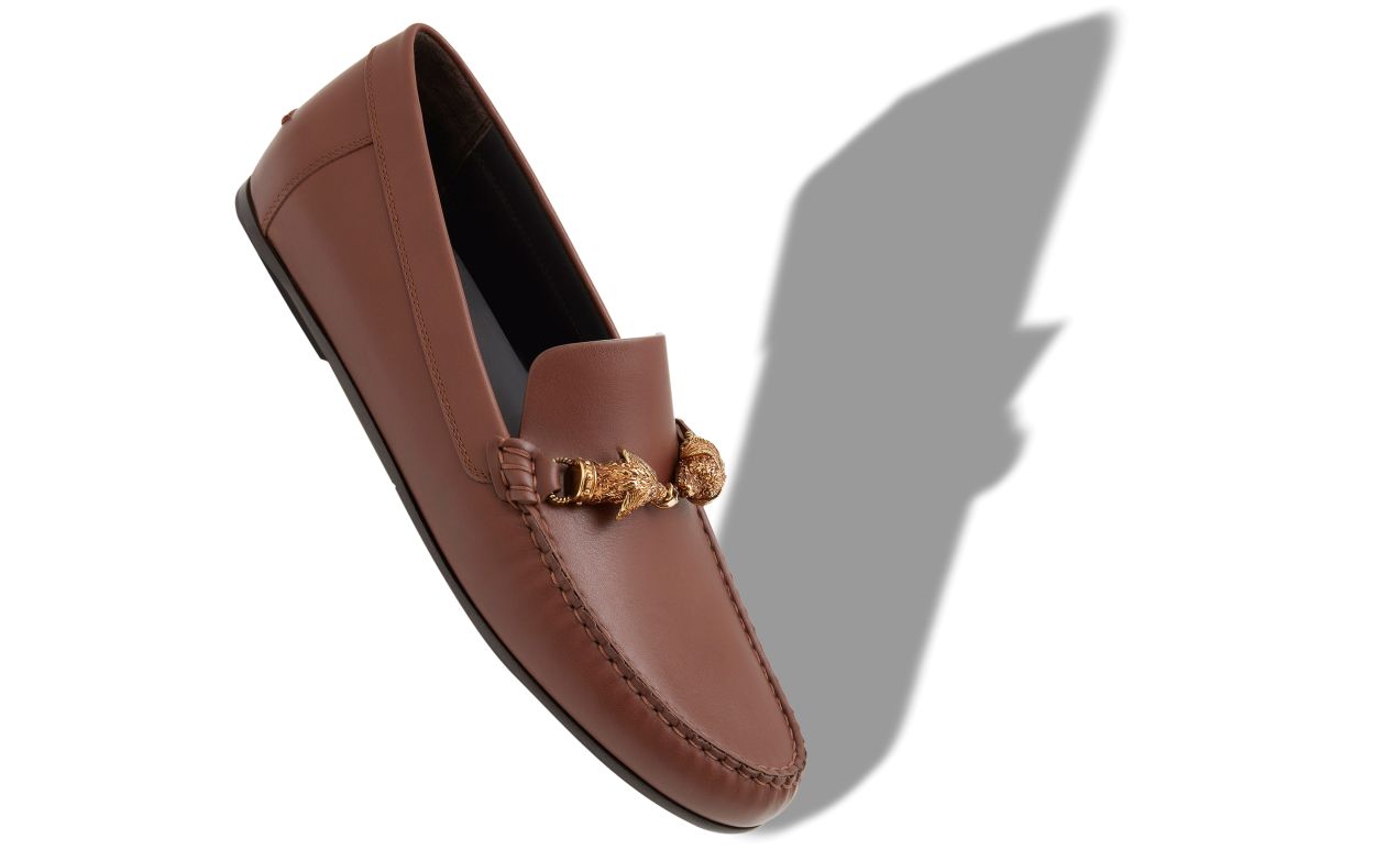 Chaussons en cuir de veau brun
