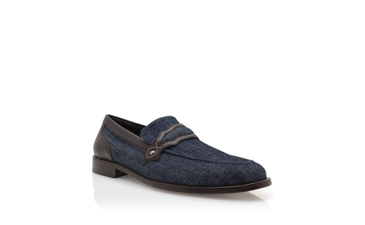 Mocassins en denim bleu
