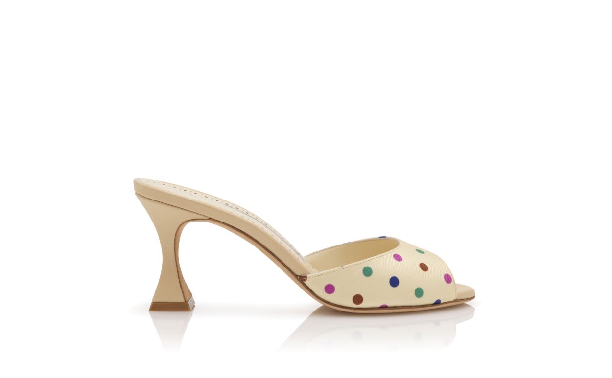 Mules Cream Silk à détails de losanges