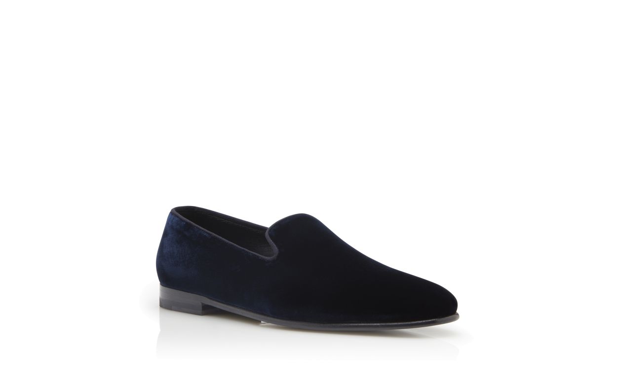Mocassins en velours bleu marine