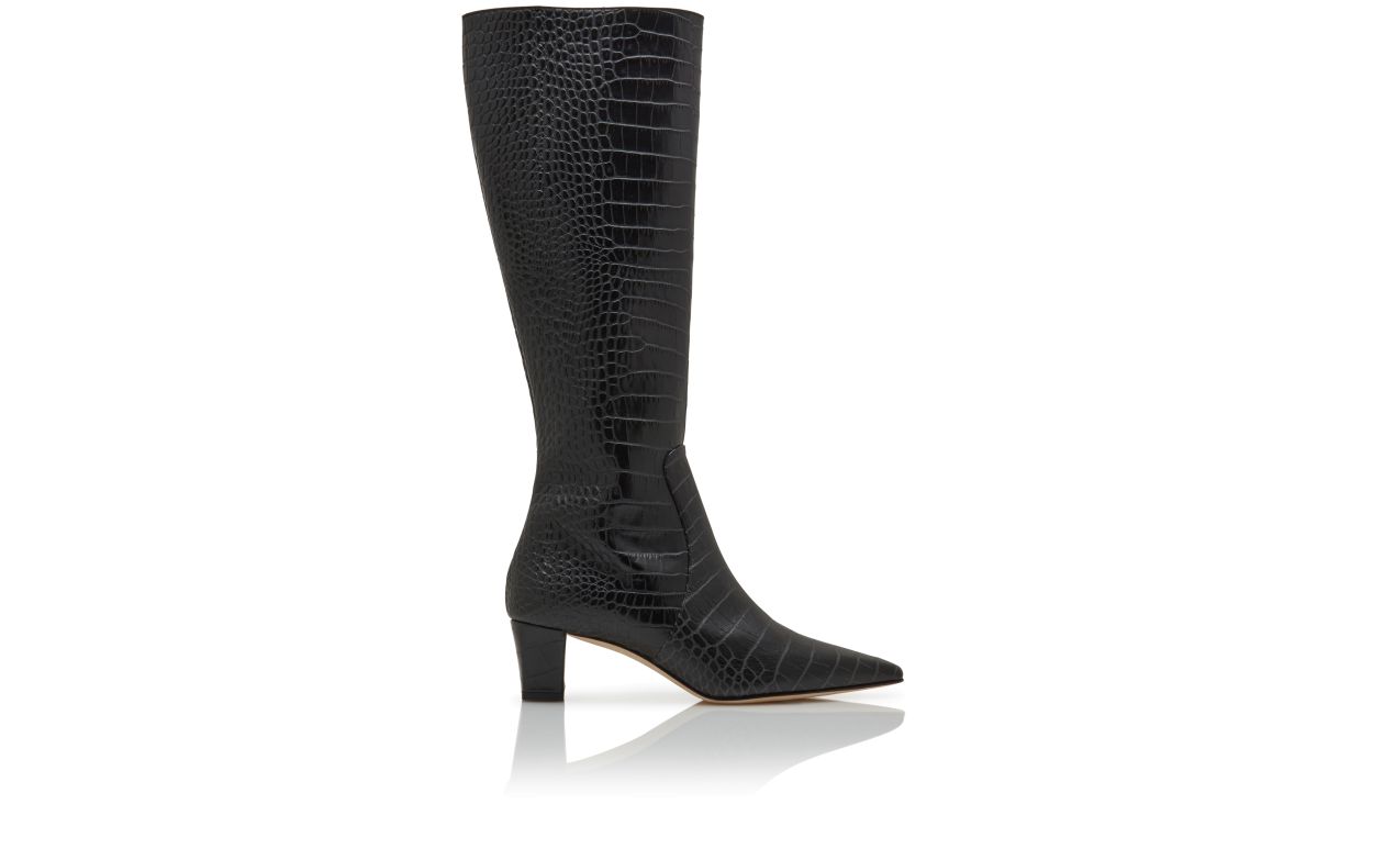 Bottes hautes cheville en cuir de veau noir
