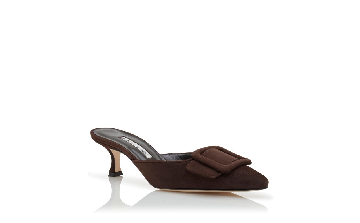 Mules en daim brun avec boucle