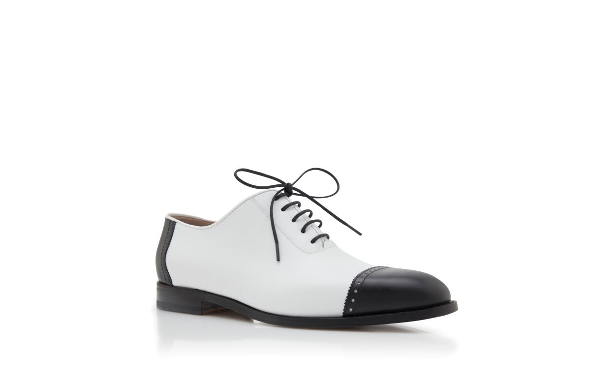 Chaussures à lacets en cuir de veau noir et blanc