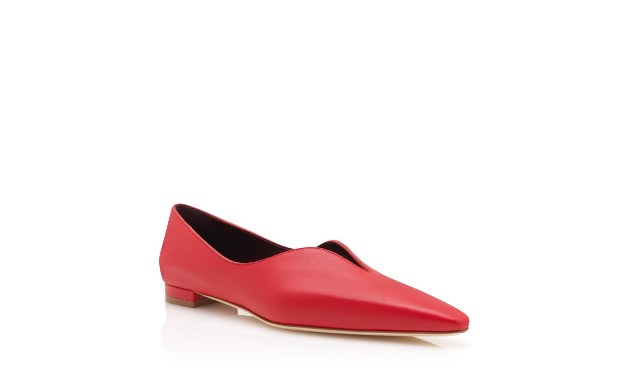 Pompes plates en cuir nappa rouge