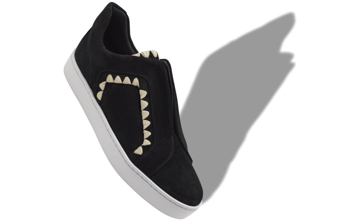 Chaussures en daim noir à coutures de couverture