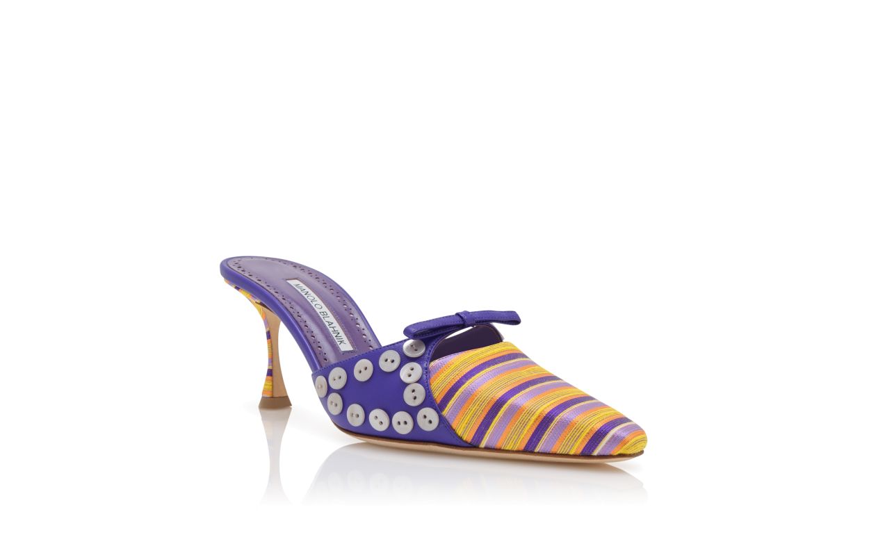 Mules à rayures coton violet et orange