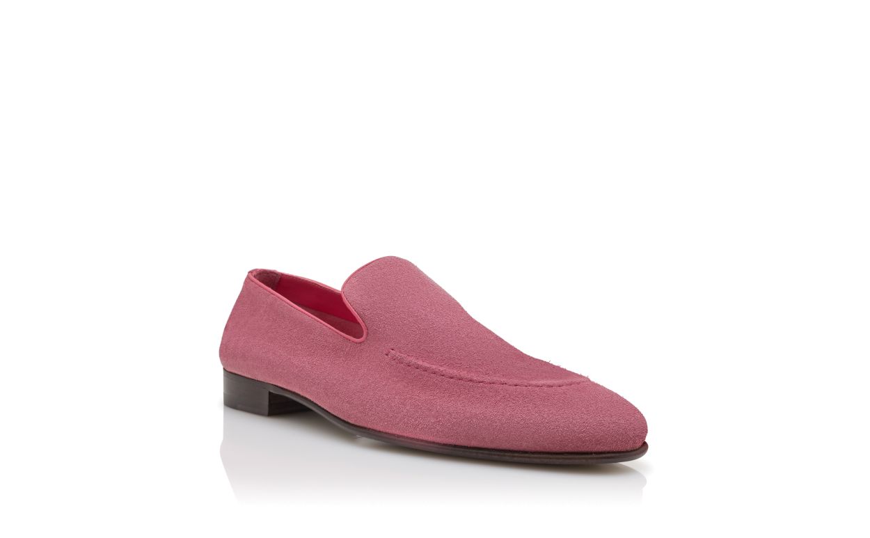 Mocassins en daim rose foncé