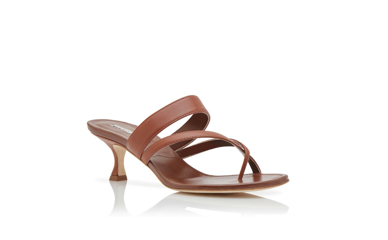 Mules en cuir nappa brun