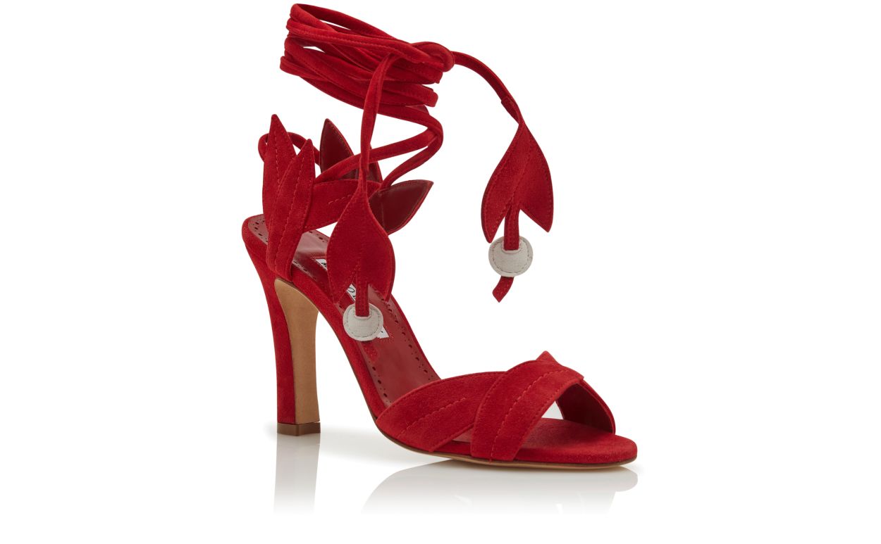 Sandales à brides en daim rouge