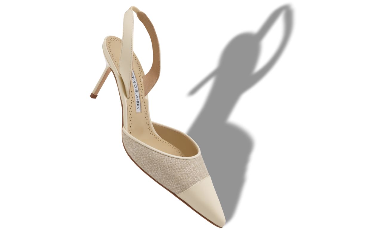 Pompes en lin beige clair à brides
