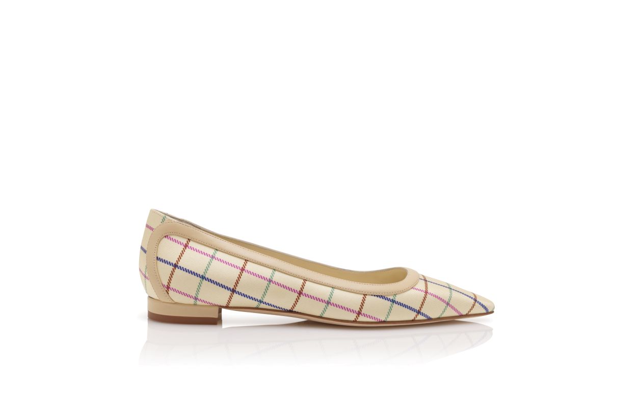 Chaussures plates à motif damier Cream Silk