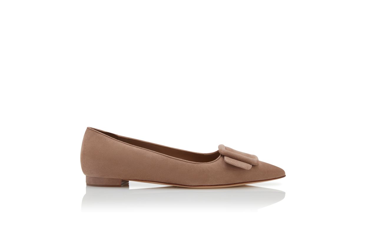 Mocassins plates à brides en daim beige