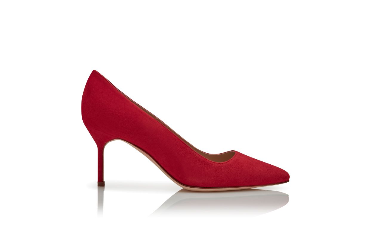 Pompes à bout pointu en daim rouge vif