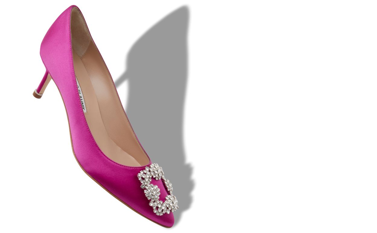 Escarpins à brides en satin fuchsia
