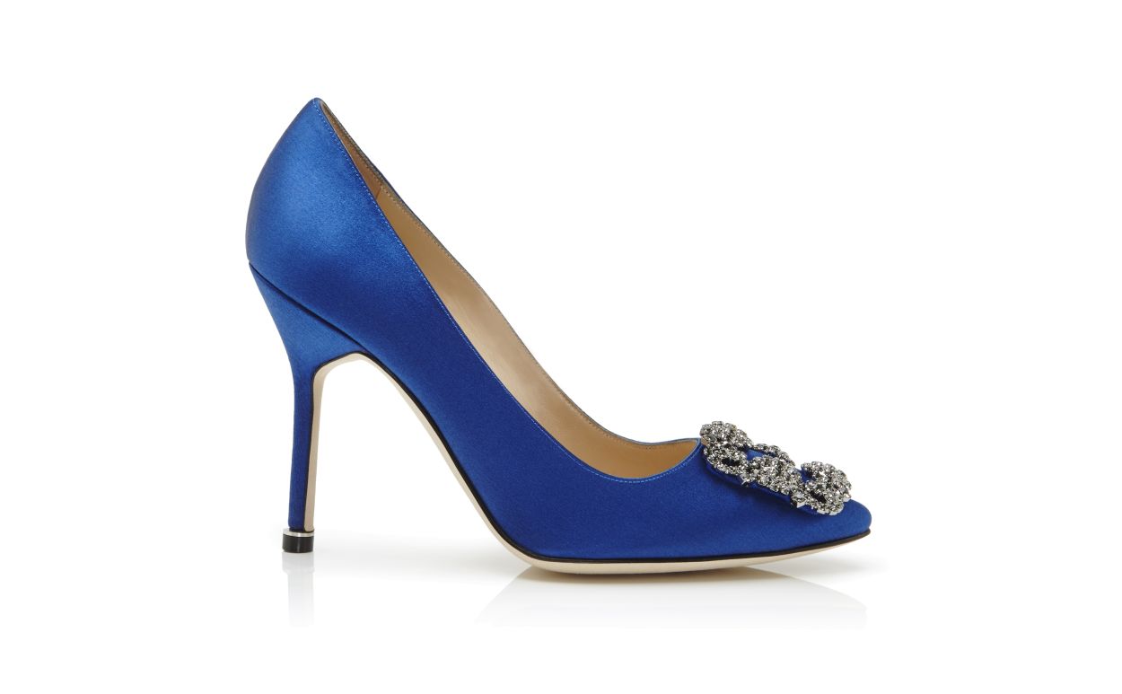 Escarpins à boucle en satin bleu