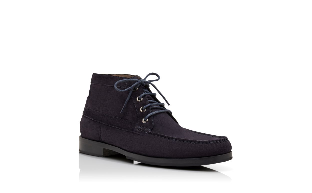 Bottes cheville en daim de veau bleu marine
