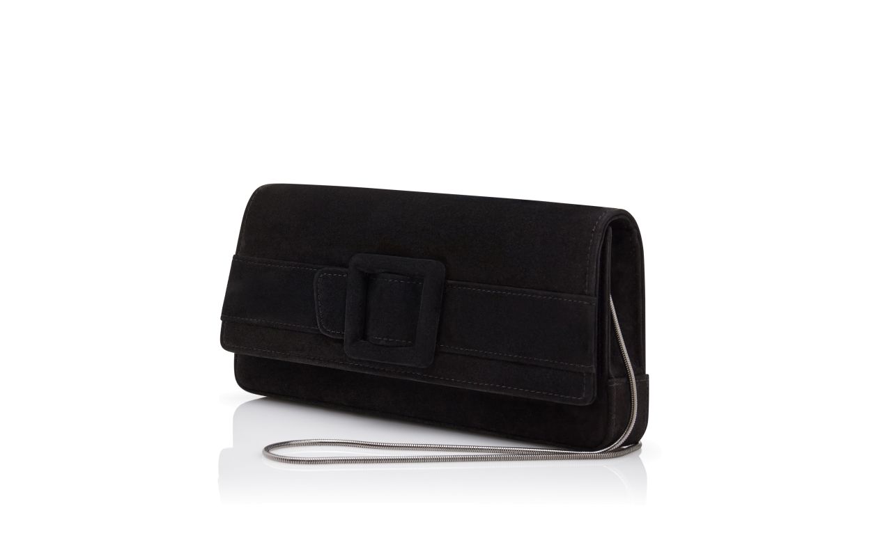 Porte-monnaie rectangulaire en daim noir